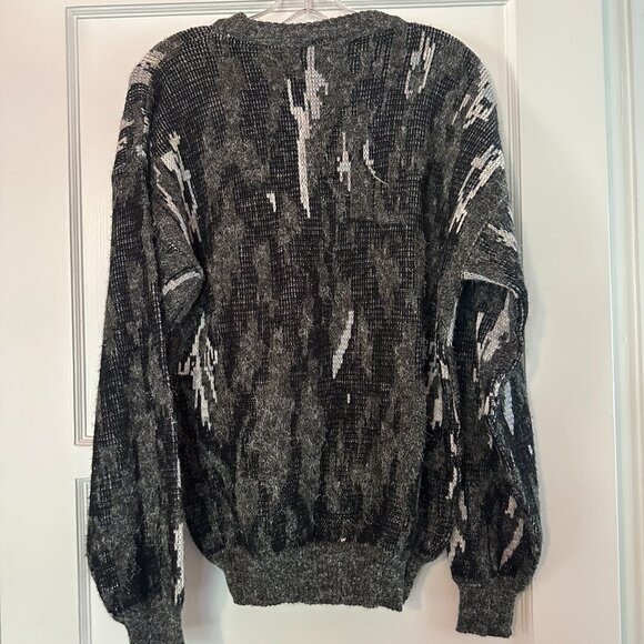 VTG 80s Peter England Long Cardigan Sweater Handmade Acrylic - Men M - Picture 3 of 3